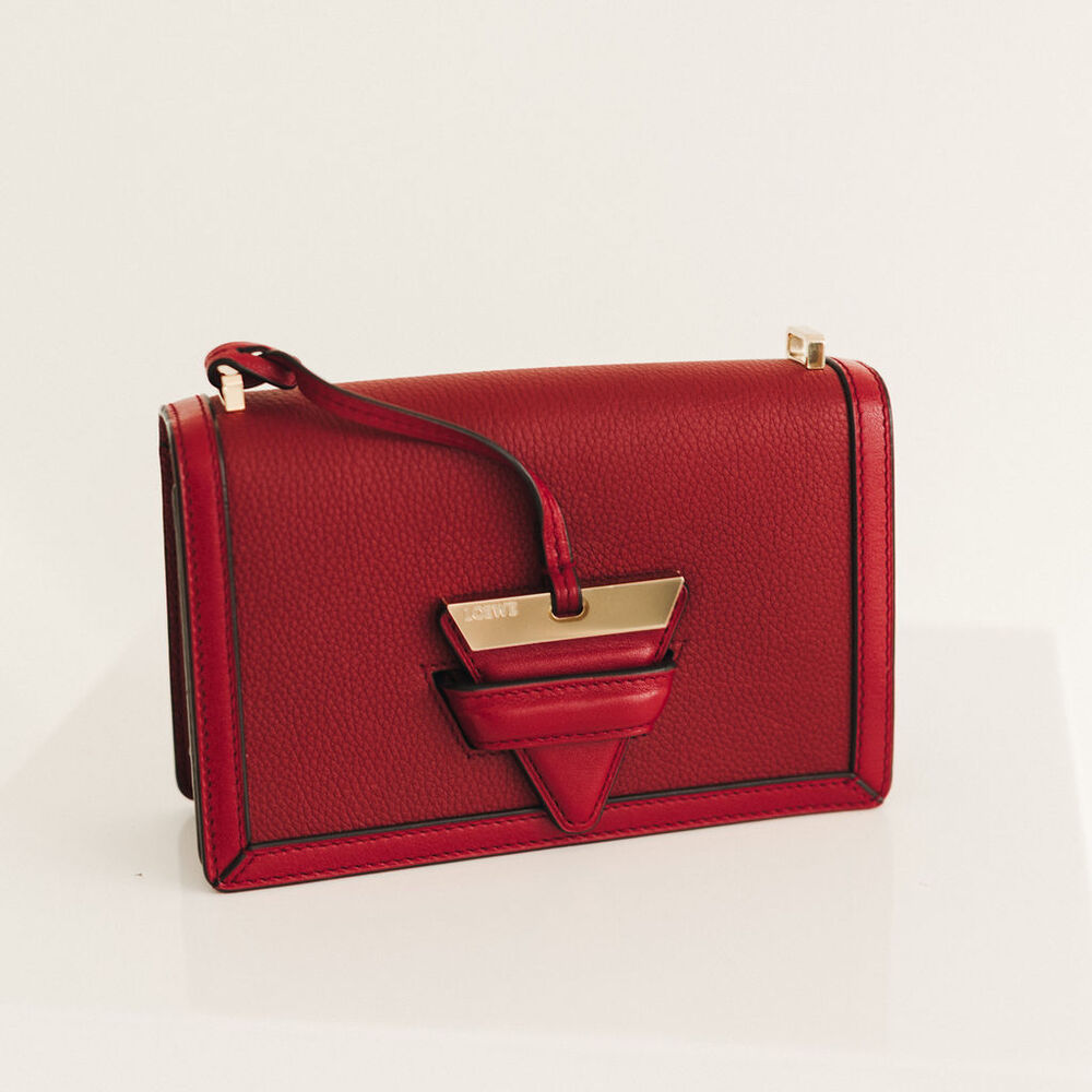 Loewe Barcelona Small Leather Shoulder Bag Red with Gold Hardware image 2